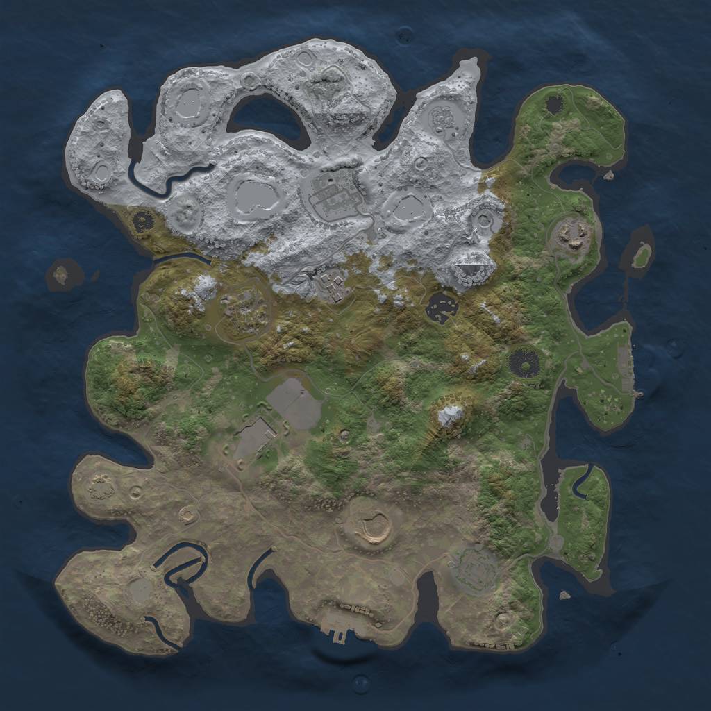 Rust Map: Procedural Map, Size: 3500, Seed: 783183539, 16 Monuments