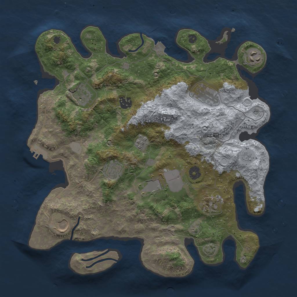 Rust Map: Procedural Map, Size: 3500, Seed: 716751878, 16 Monuments