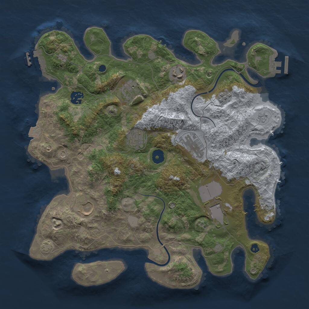 Rust Map: Procedural Map, Size: 3500, Seed: 716751878, 14 Monuments