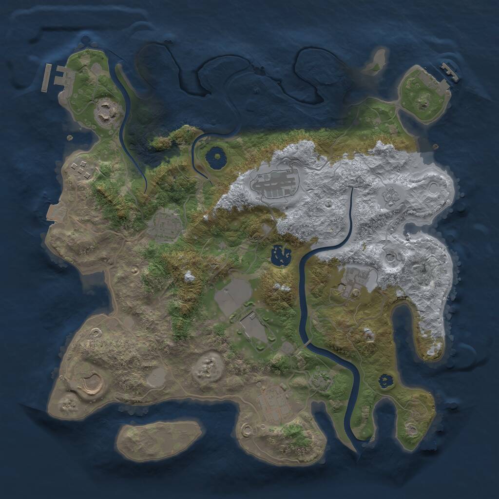 Rust Map: Procedural Map, Size: 3500, Seed: 716751878, 15 Monuments