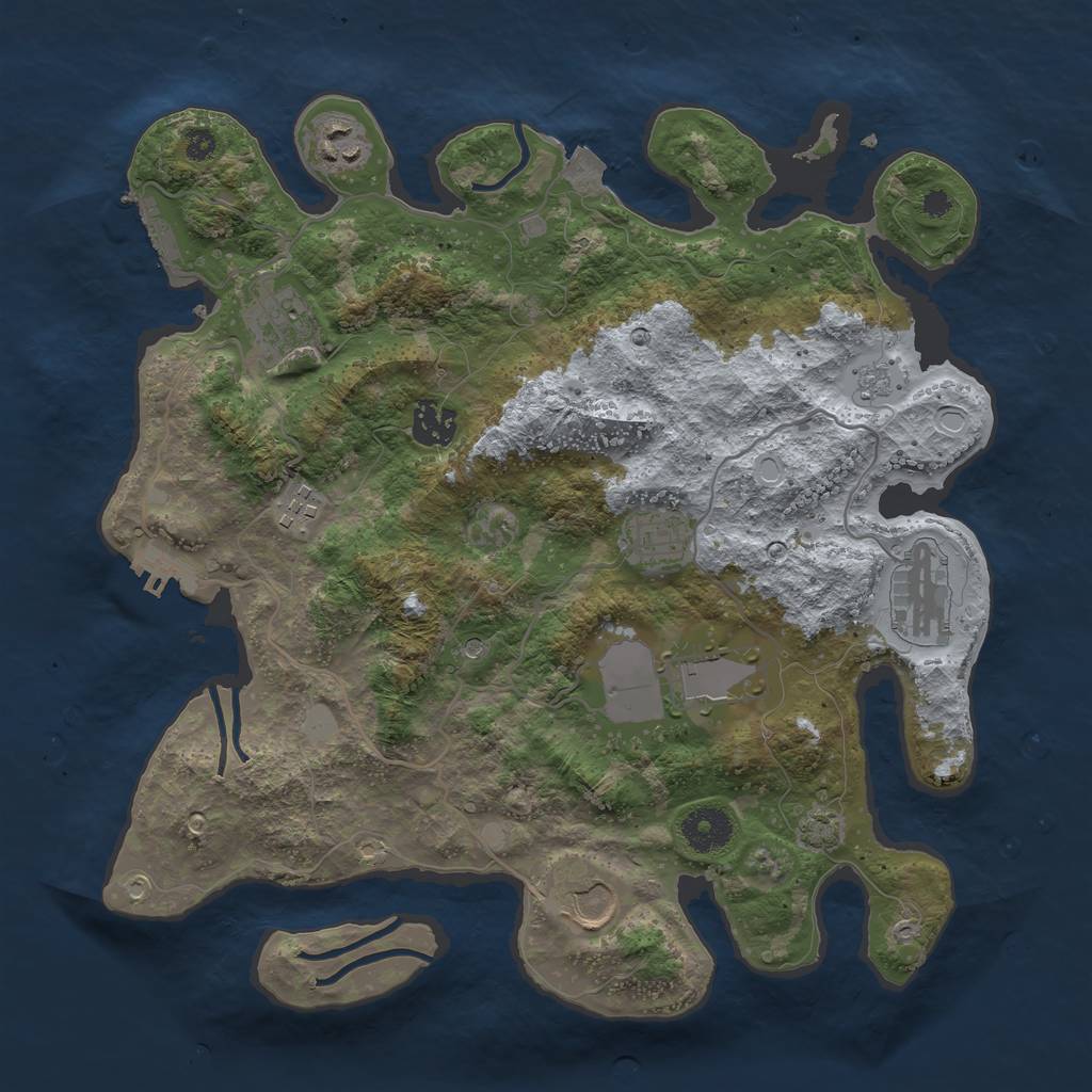 Rust Map: Procedural Map, Size: 3500, Seed: 716751878, 16 Monuments