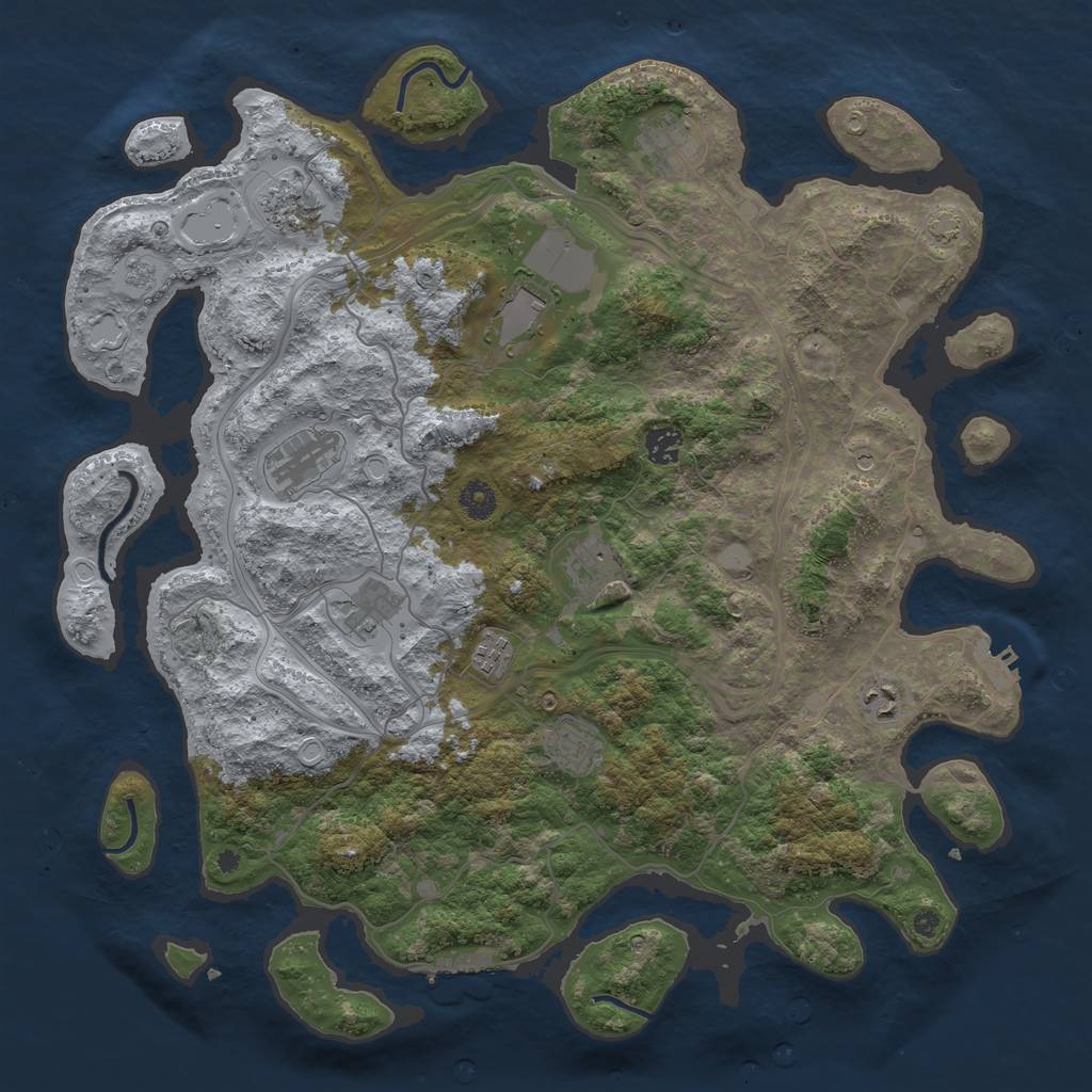 Rust Map: Procedural Map, Size: 4250, Seed: 1221106598, 18 Monuments