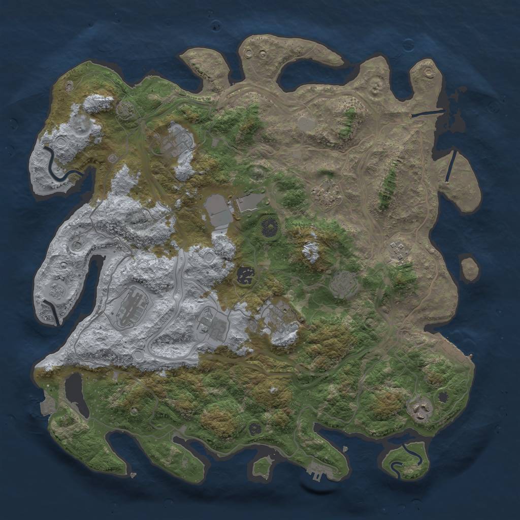 Rust Map: Procedural Map, Size: 4250, Seed: 770468204, 18 Monuments