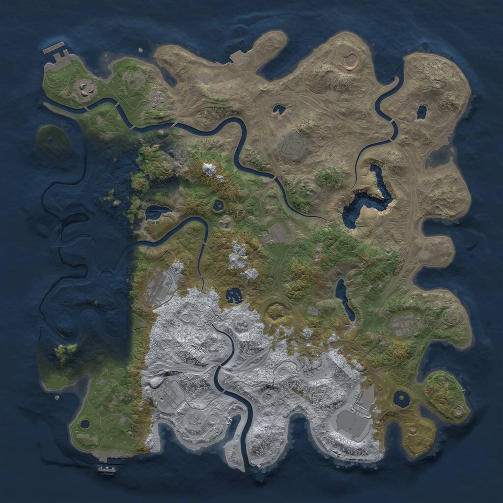 Rust Map: Procedural Map, Size: 4500, Seed: 1590497325, 17 Monuments