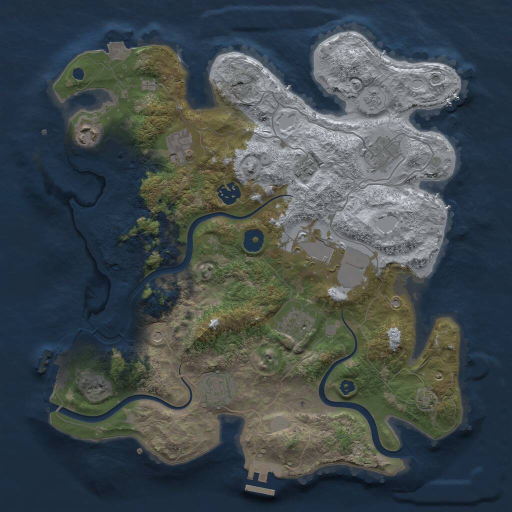 Rust Map: Procedural Map, Size: 3500, Seed: 678006424, 14 Monuments