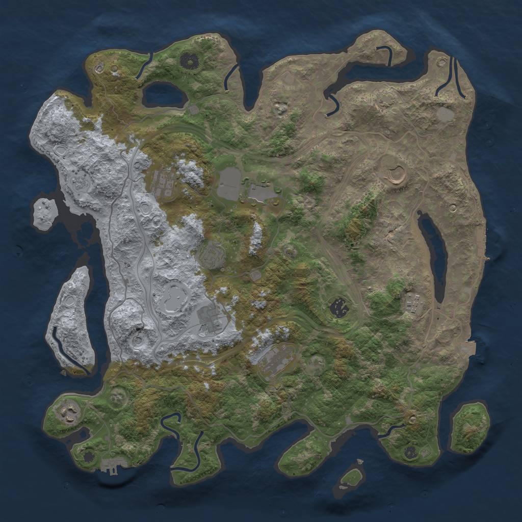 Rust Map: Procedural Map, Size: 4250, Seed: 740520348, 17 Monuments