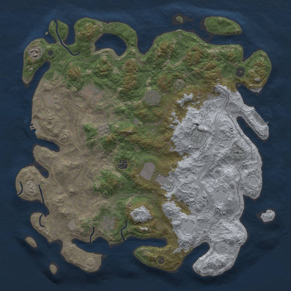 Rust Map: Procedural Map, Size: 4500, Seed: 6423, 17 Monuments