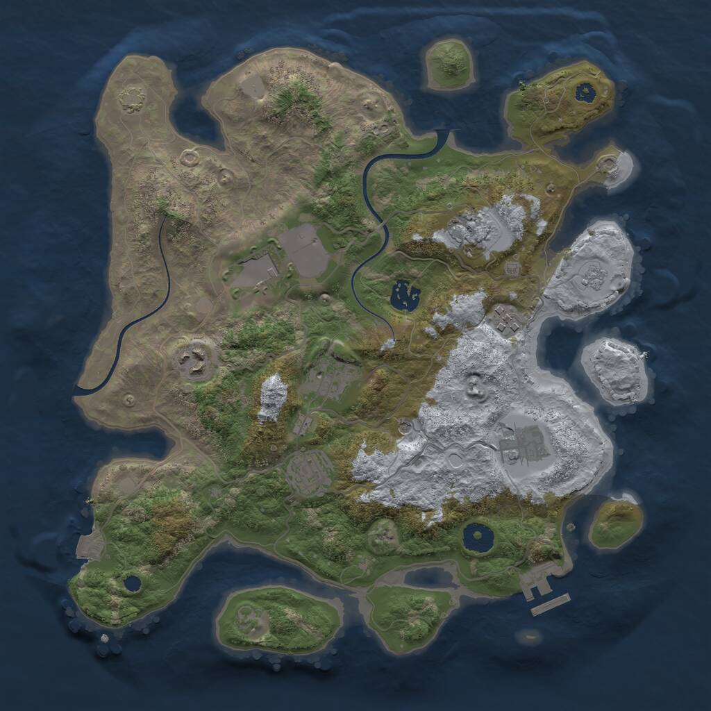 Rust Map: Procedural Map, Size: 3500, Seed: 506527820, 13 Monuments