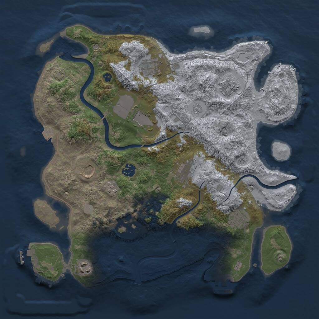 Rust Map: Procedural Map, Size: 3700, Seed: 331226612, 16 Monuments