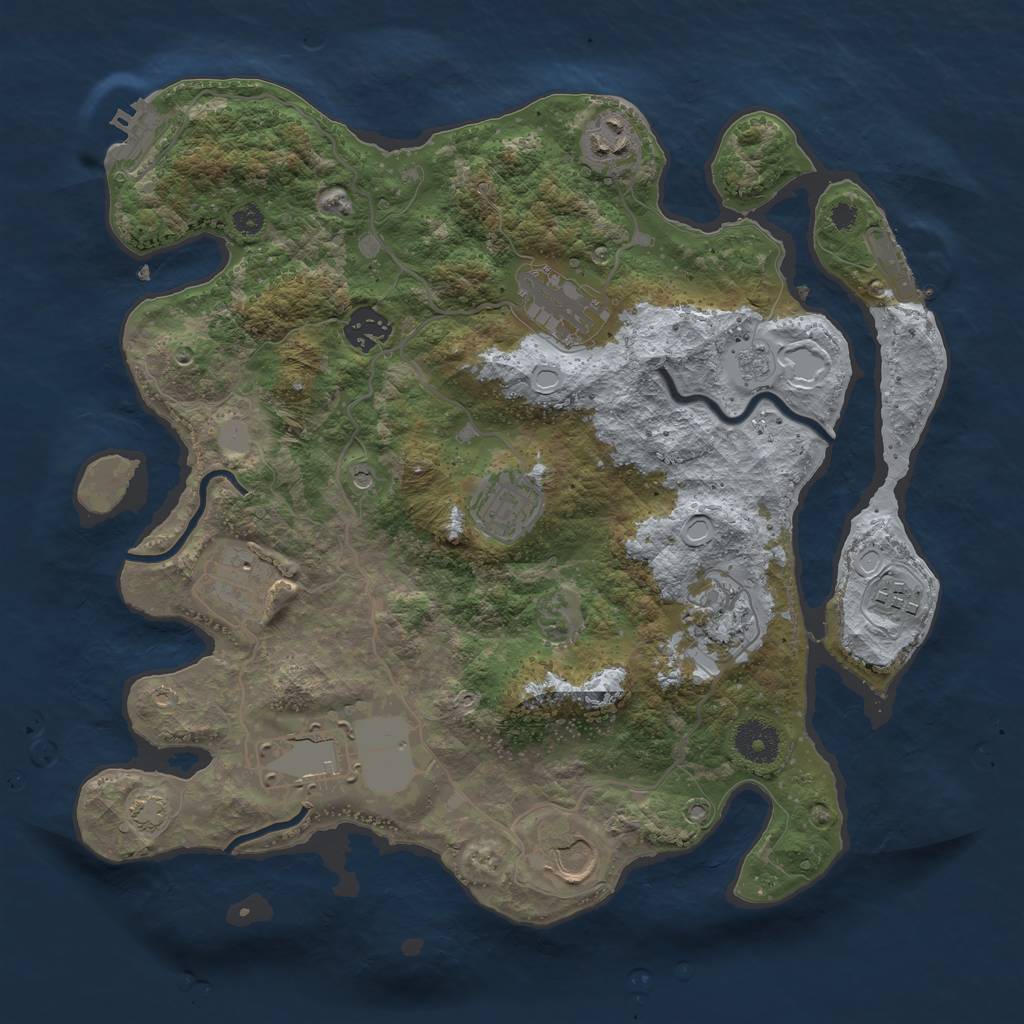 Rust Map: Procedural Map, Size: 3500, Seed: 22506550, 17 Monuments