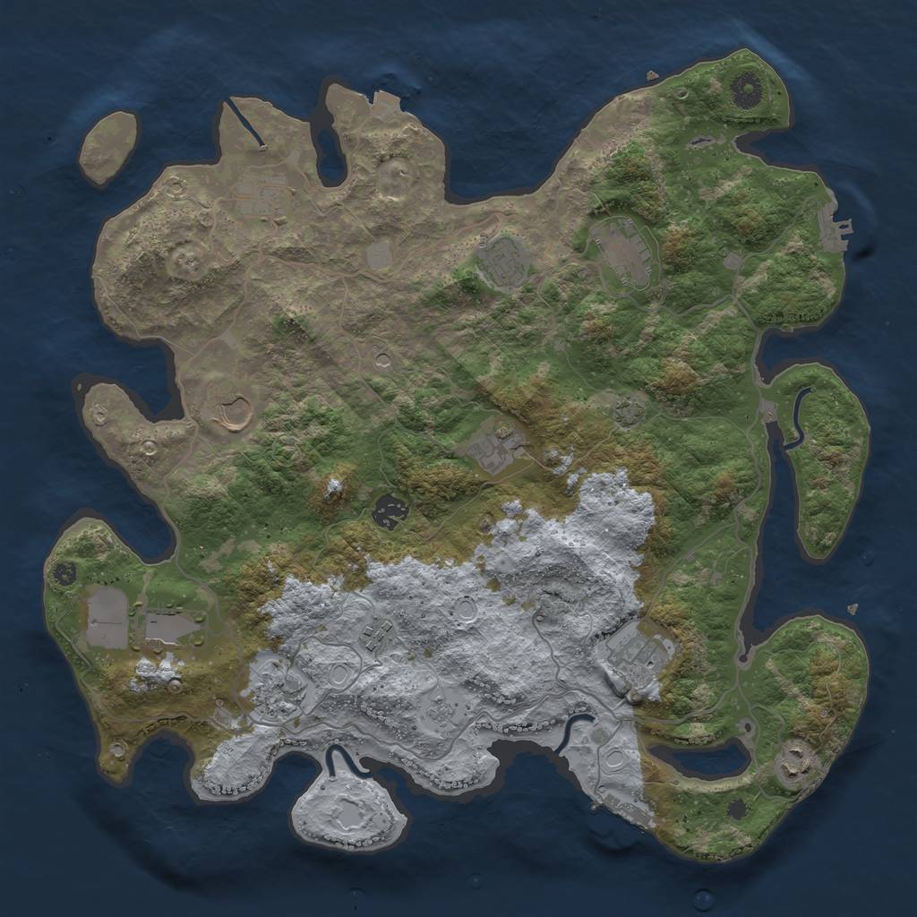 Rust Map: Procedural Map, Size: 4000, Seed: 96983142, 19 Monuments