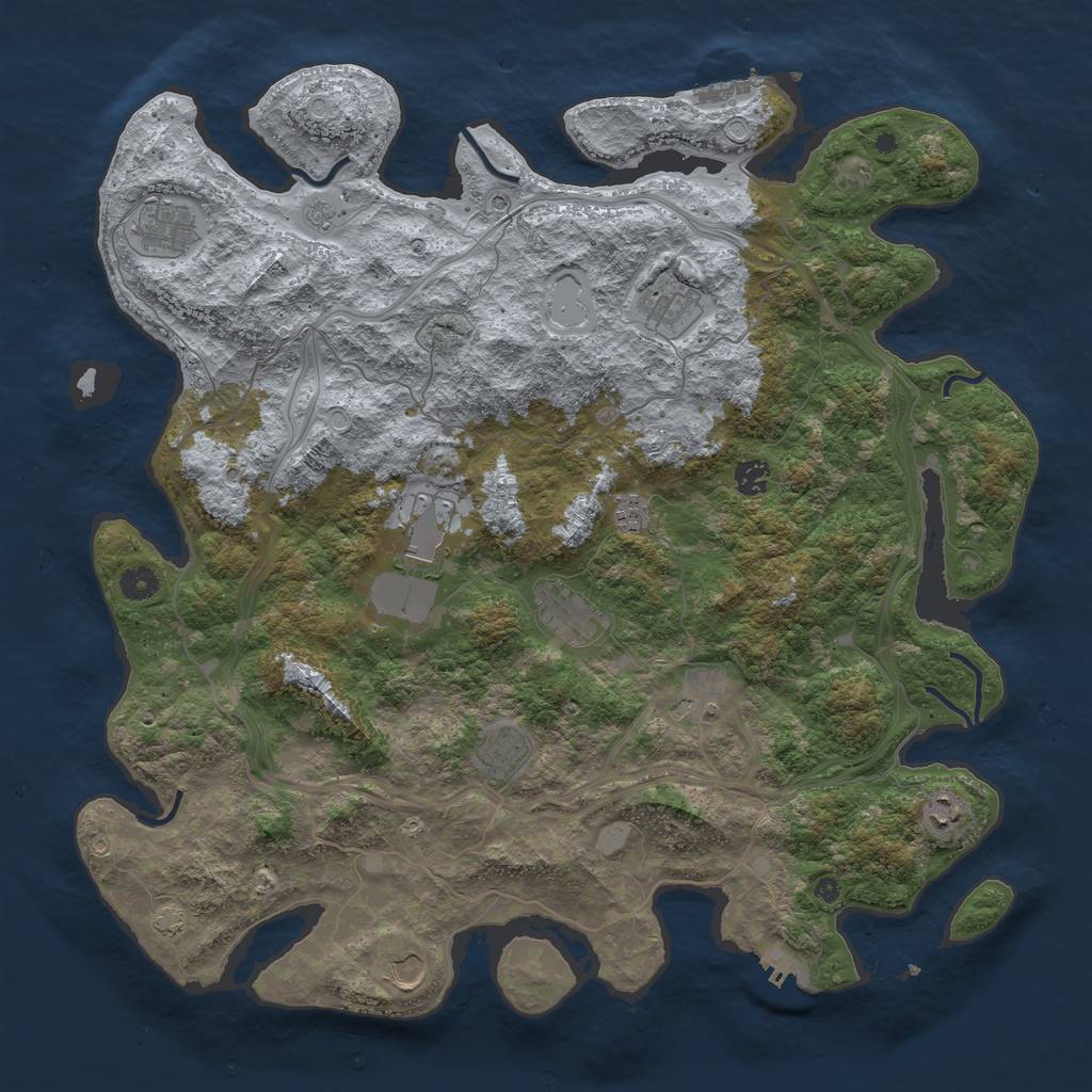 Rust Map: Procedural Map, Size: 4500, Seed: 603479608, 18 Monuments