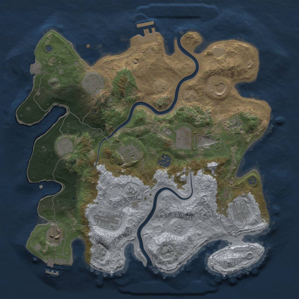 Rust Map: Procedural Map, Size: 3500, Seed: 429815315, 18 Monuments