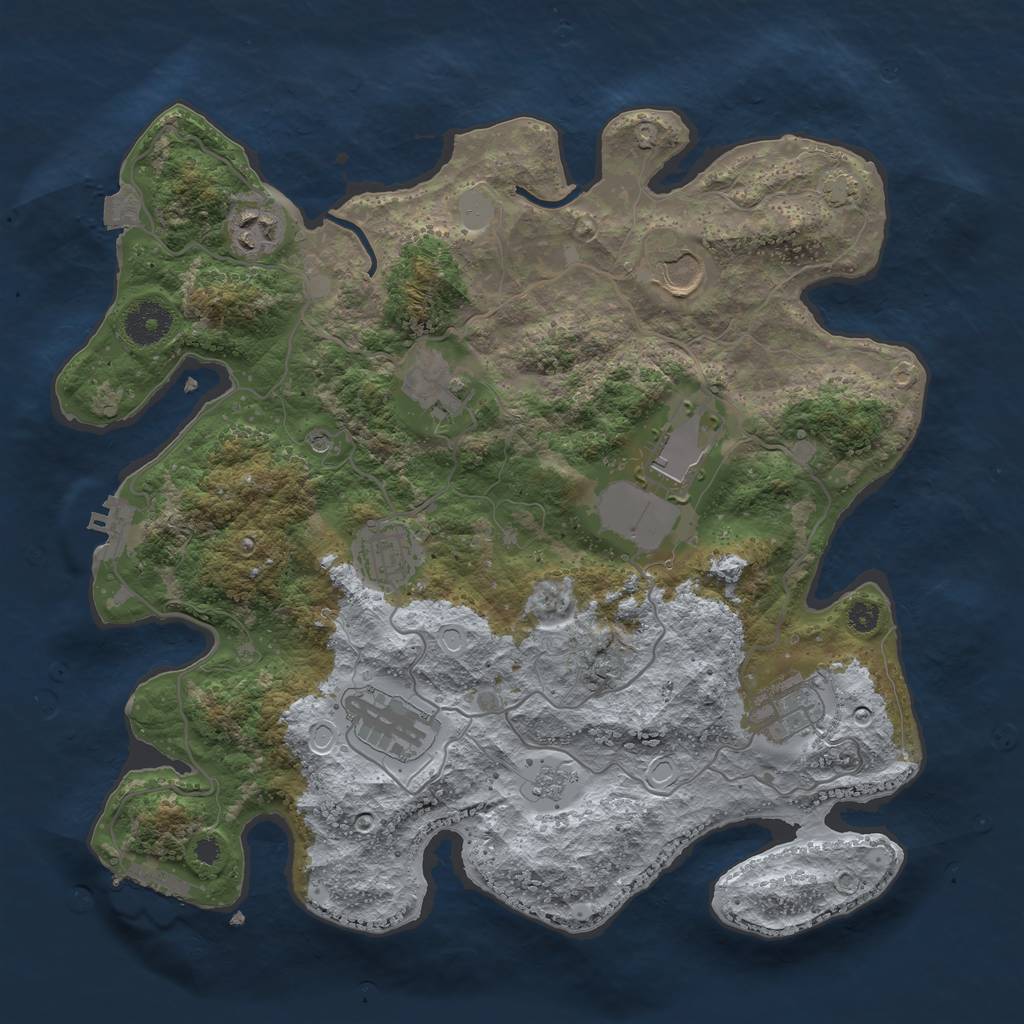 Rust Map: Procedural Map, Size: 3500, Seed: 429815315, 15 Monuments