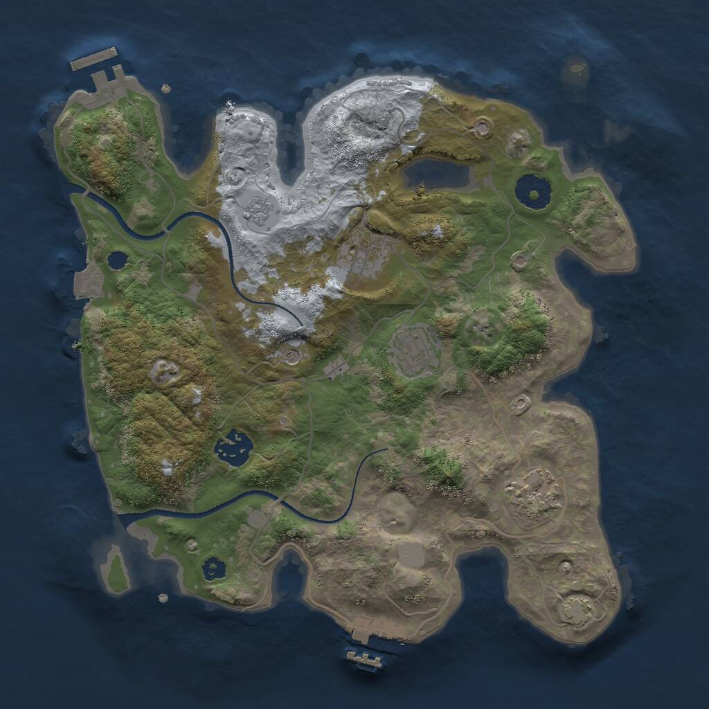 Rust Map: Procedural Map, Size: 3000, Seed: 182038665, 10 Monuments