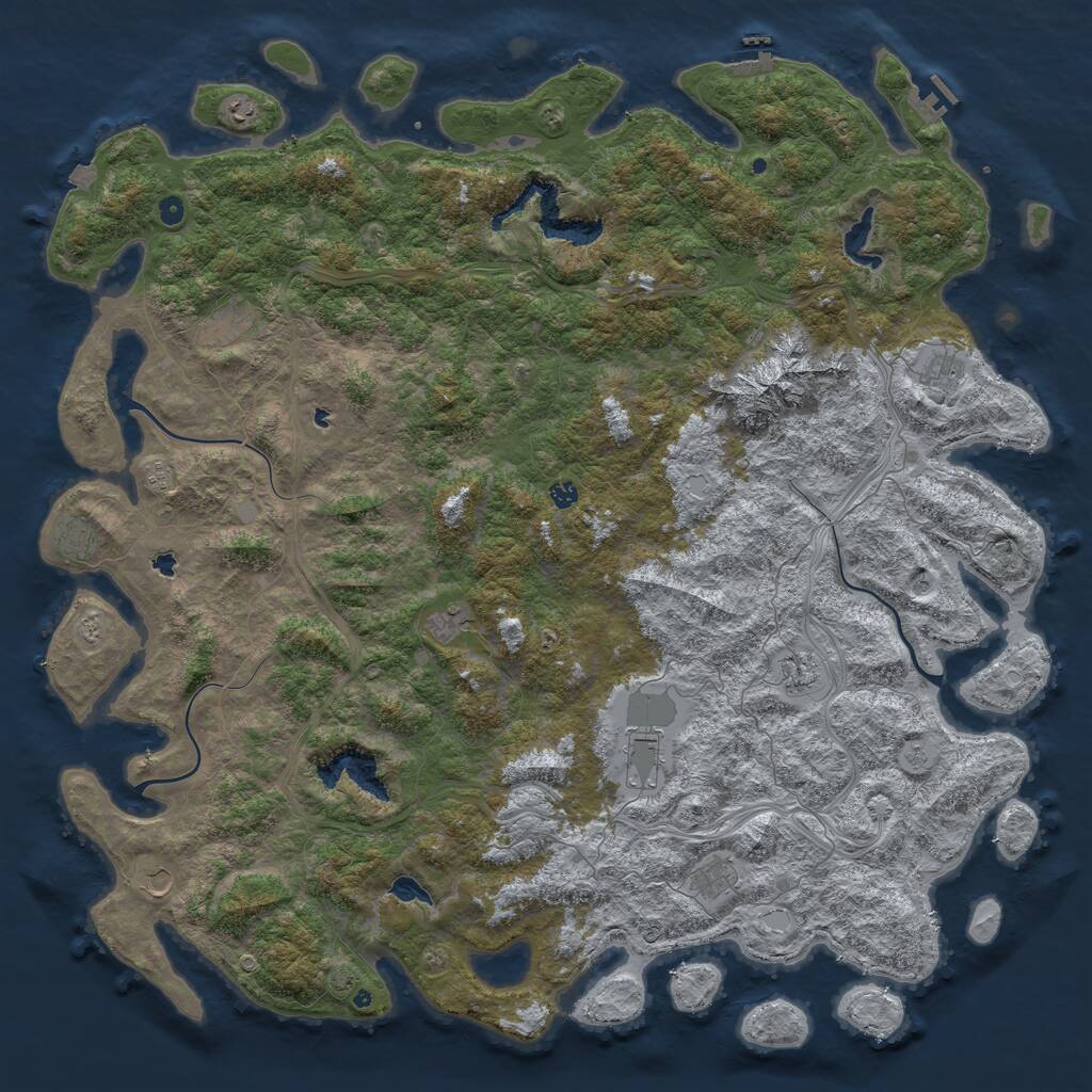 Rust Map: Procedural Map, Size: 6000, Seed: 141437871, 17 Monuments