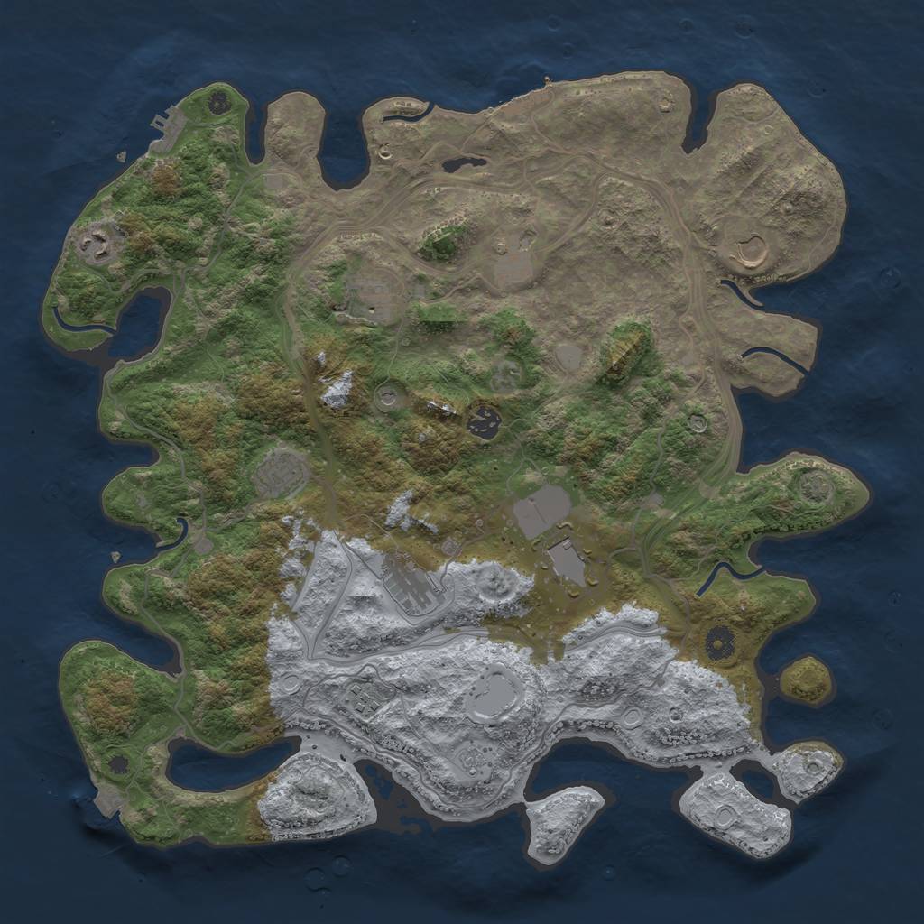Rust Map: Procedural Map, Size: 4250, Seed: 770840618, 17 Monuments