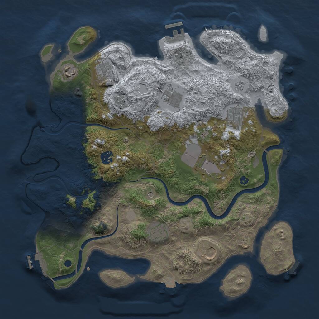 Rust Map: Procedural Map, Size: 3700, Seed: 358230, 15 Monuments