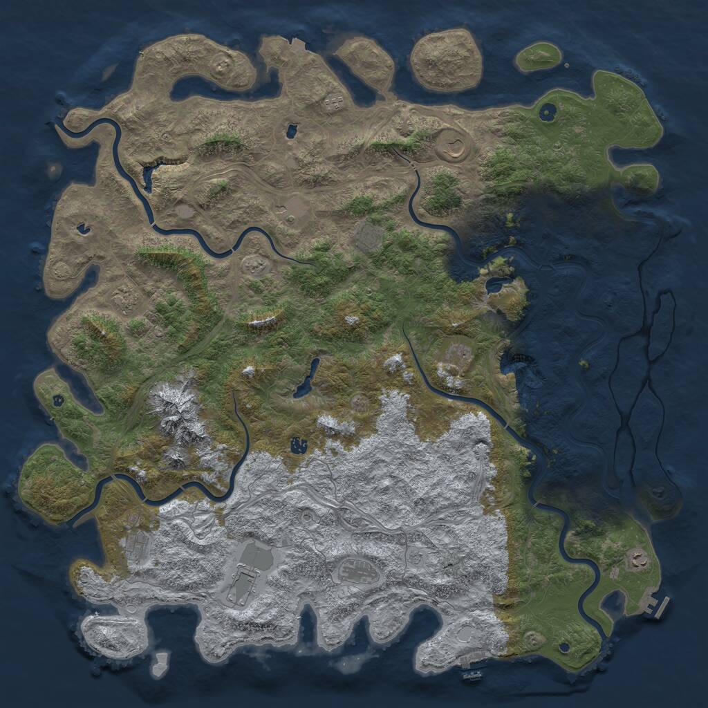 Rust Map: Procedural Map, Size: 6000, Seed: 388103574, 17 Monuments