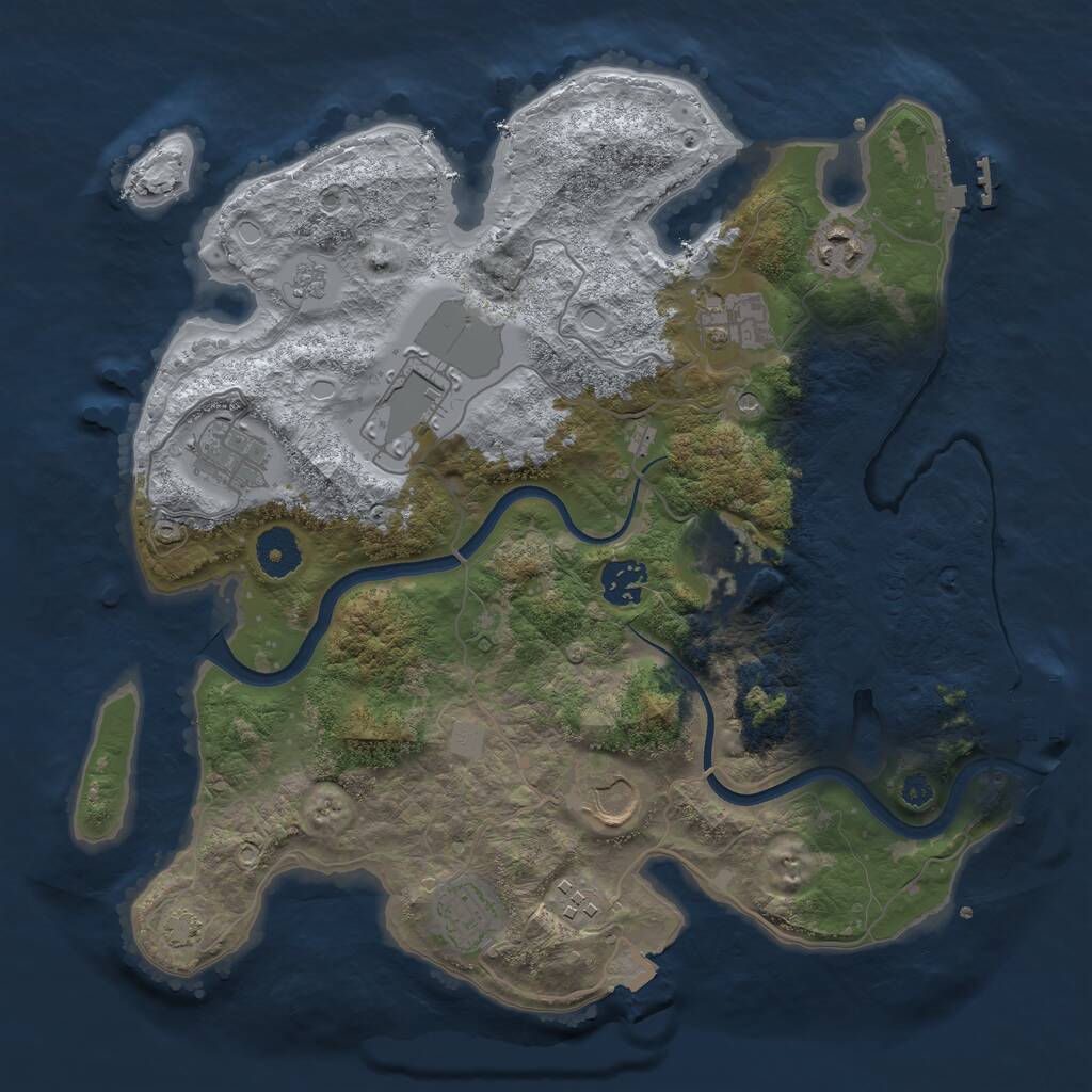 Rust Map: Procedural Map, Size: 3500, Seed: 997592584, 15 Monuments