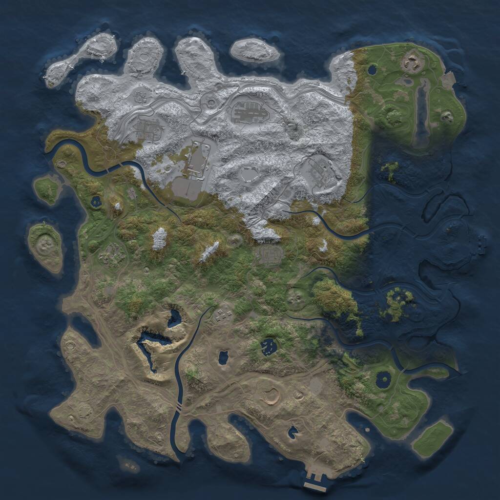 Rust Map: Procedural Map, Size: 4500, Seed: 2116852602, 16 Monuments