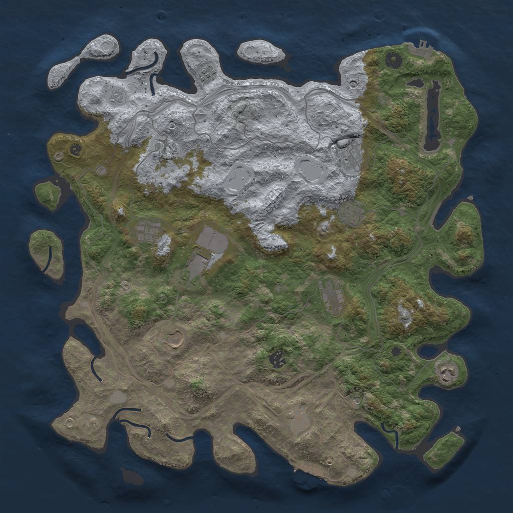 Rust Map: Procedural Map, Size: 4500, Seed: 2116852602, 18 Monuments