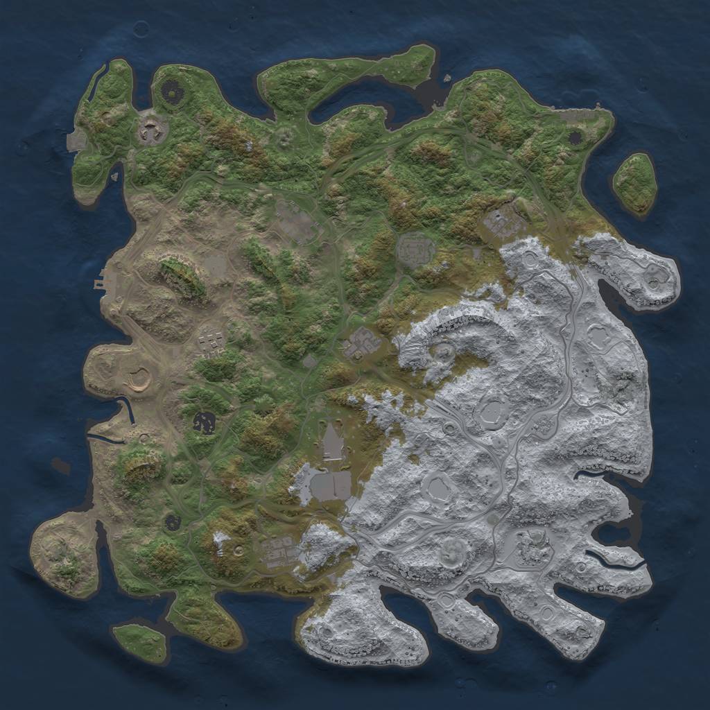 Rust Map: Procedural Map, Size: 4500, Seed: 1619985187, 19 Monuments