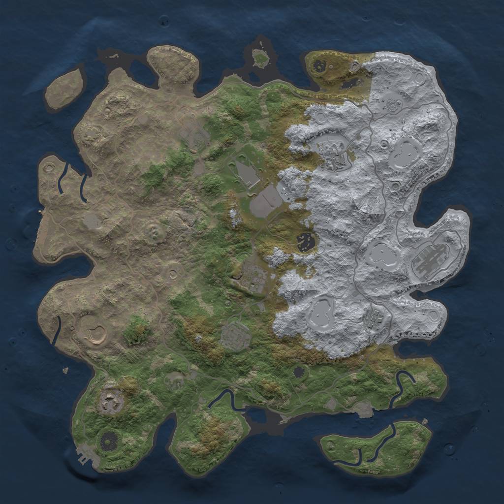 Rust Map: Procedural Map, Size: 4000, Seed: 1760496880, 18 Monuments