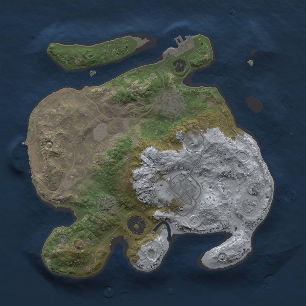 Rust Map: Procedural Map, Size: 2500, Seed: 78756, 9 Monuments