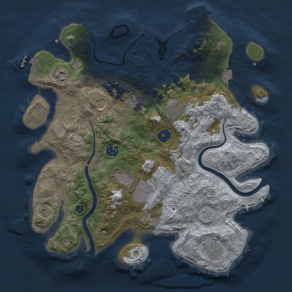 Rust Map: Procedural Map, Size: 3500, Seed: 280397445, 13 Monuments