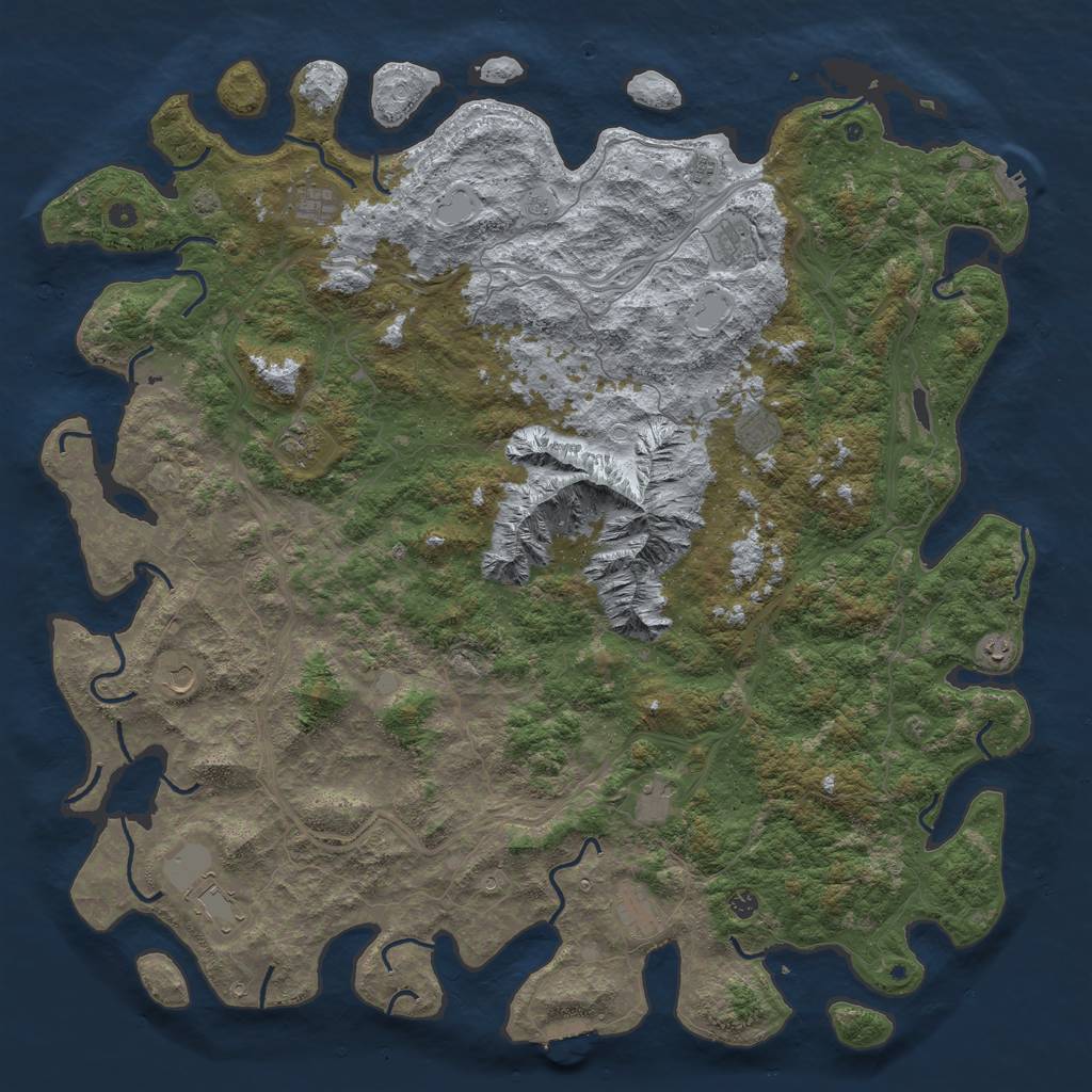 Rust Map: Procedural Map, Size: 6000, Seed: 900249133, 19 Monuments