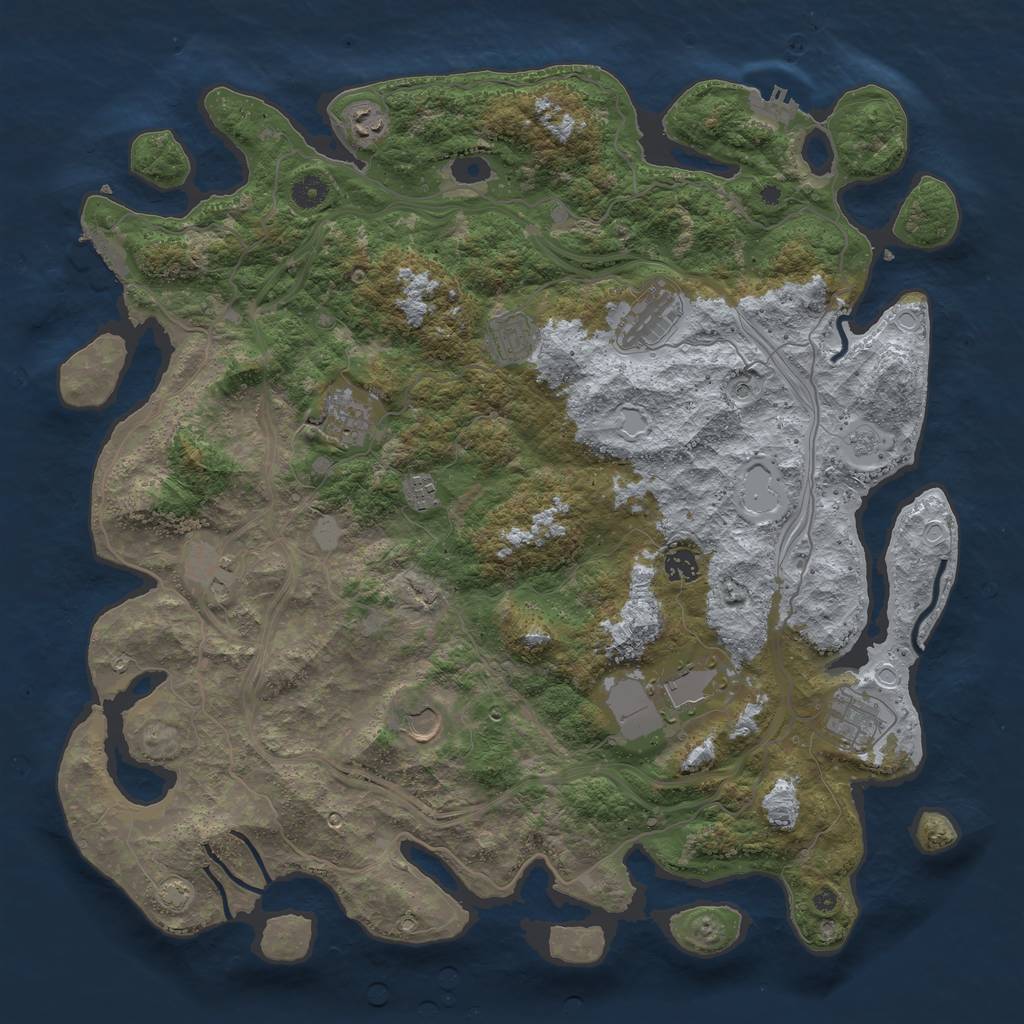 Rust Map: Procedural Map, Size: 4500, Seed: 946142003, 18 Monuments