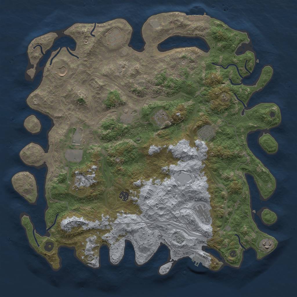 Rust Map: Procedural Map, Size: 4500, Seed: 1514724487, 18 Monuments