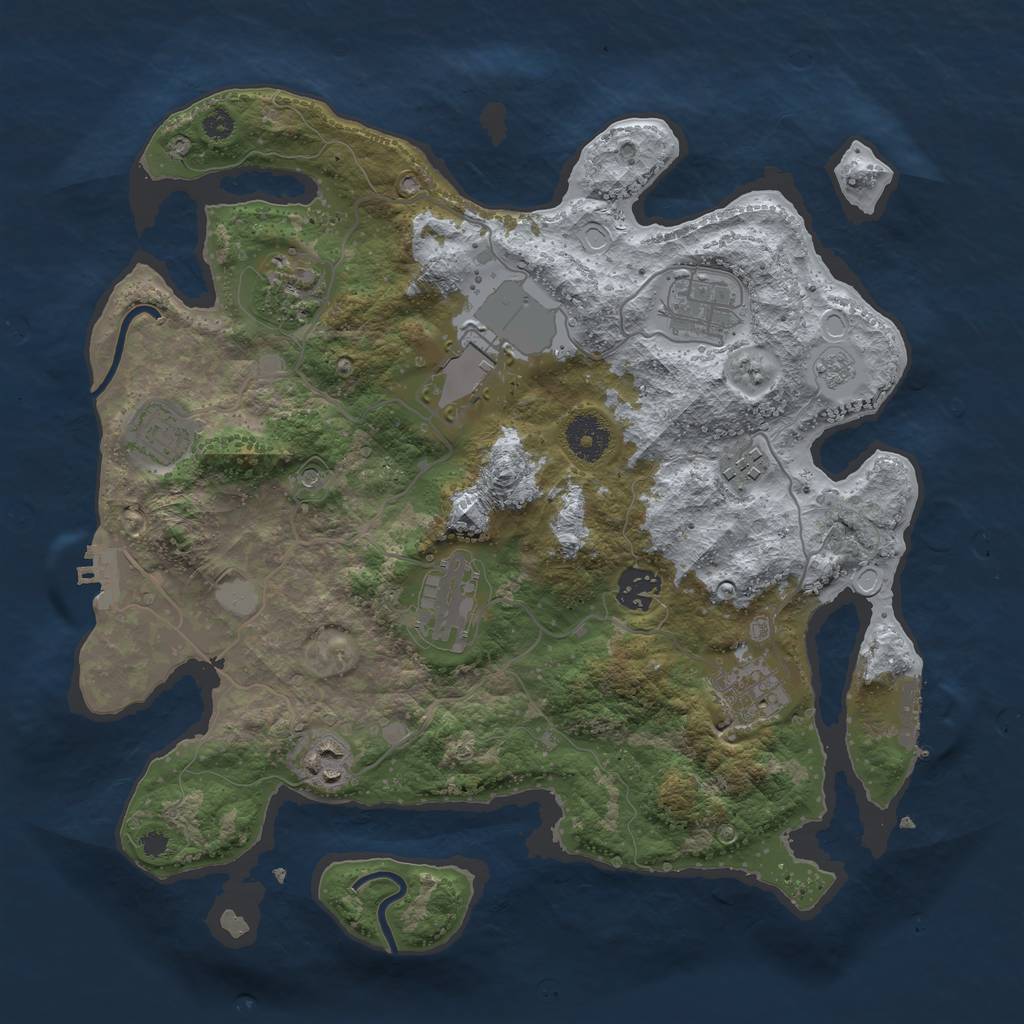 Rust Map: Procedural Map, Size: 3500, Seed: 984604886, 16 Monuments