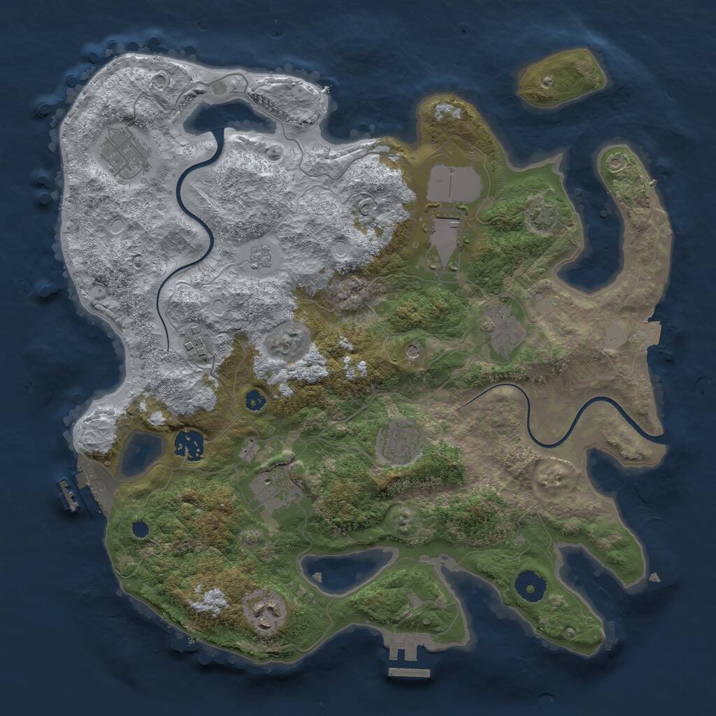 Rust Map: Procedural Map, Size: 3500, Seed: 783899903, 14 Monuments