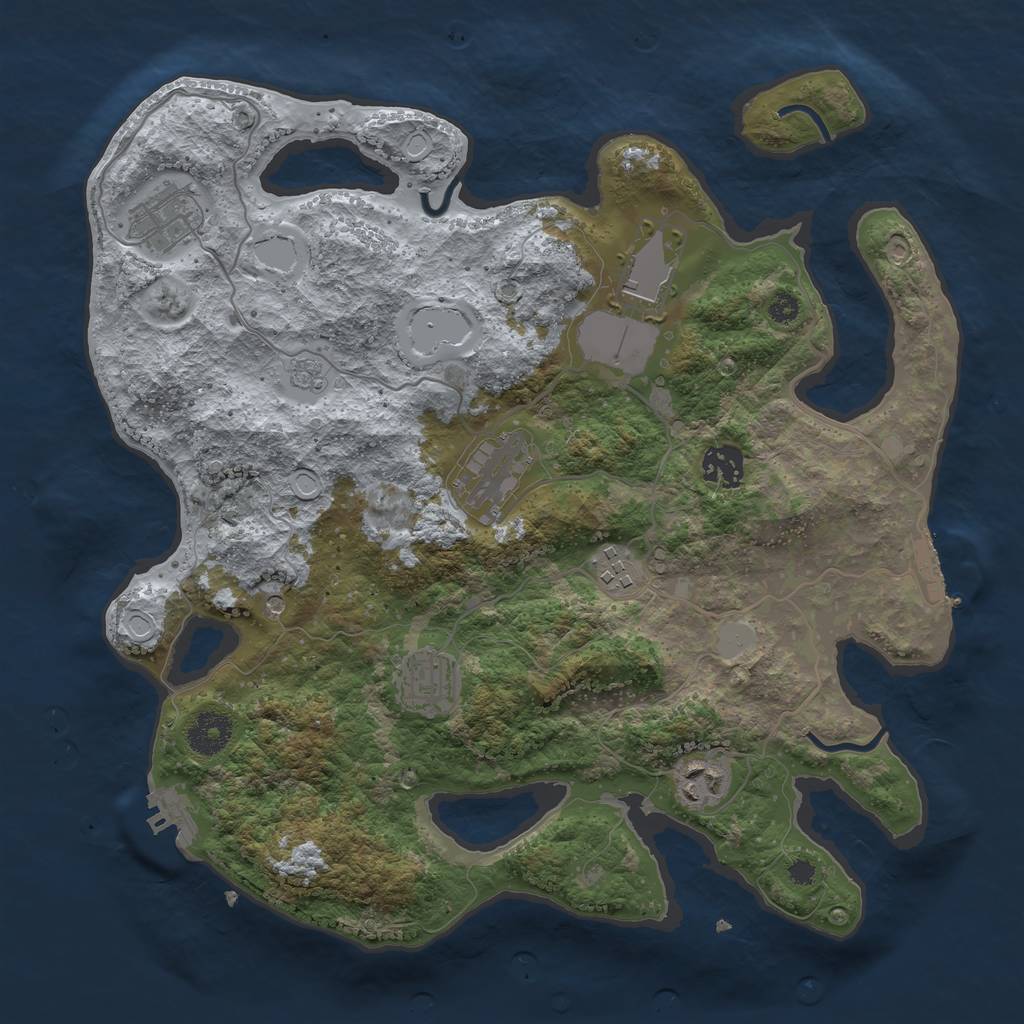 Rust Map: Procedural Map, Size: 3500, Seed: 783899903, 14 Monuments