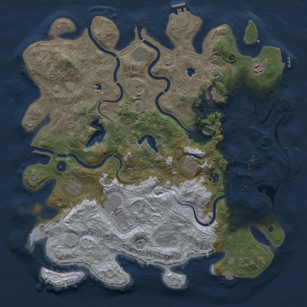 Rust Map: Procedural Map, Size: 4500, Seed: 1443582926, 17 Monuments
