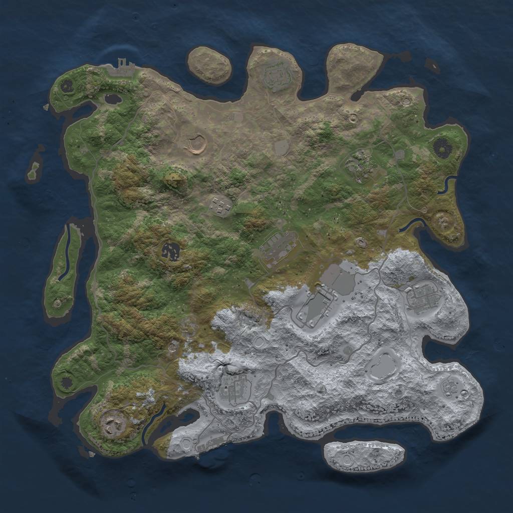 Rust Map: Procedural Map, Size: 4000, Seed: 1309601137, 17 Monuments