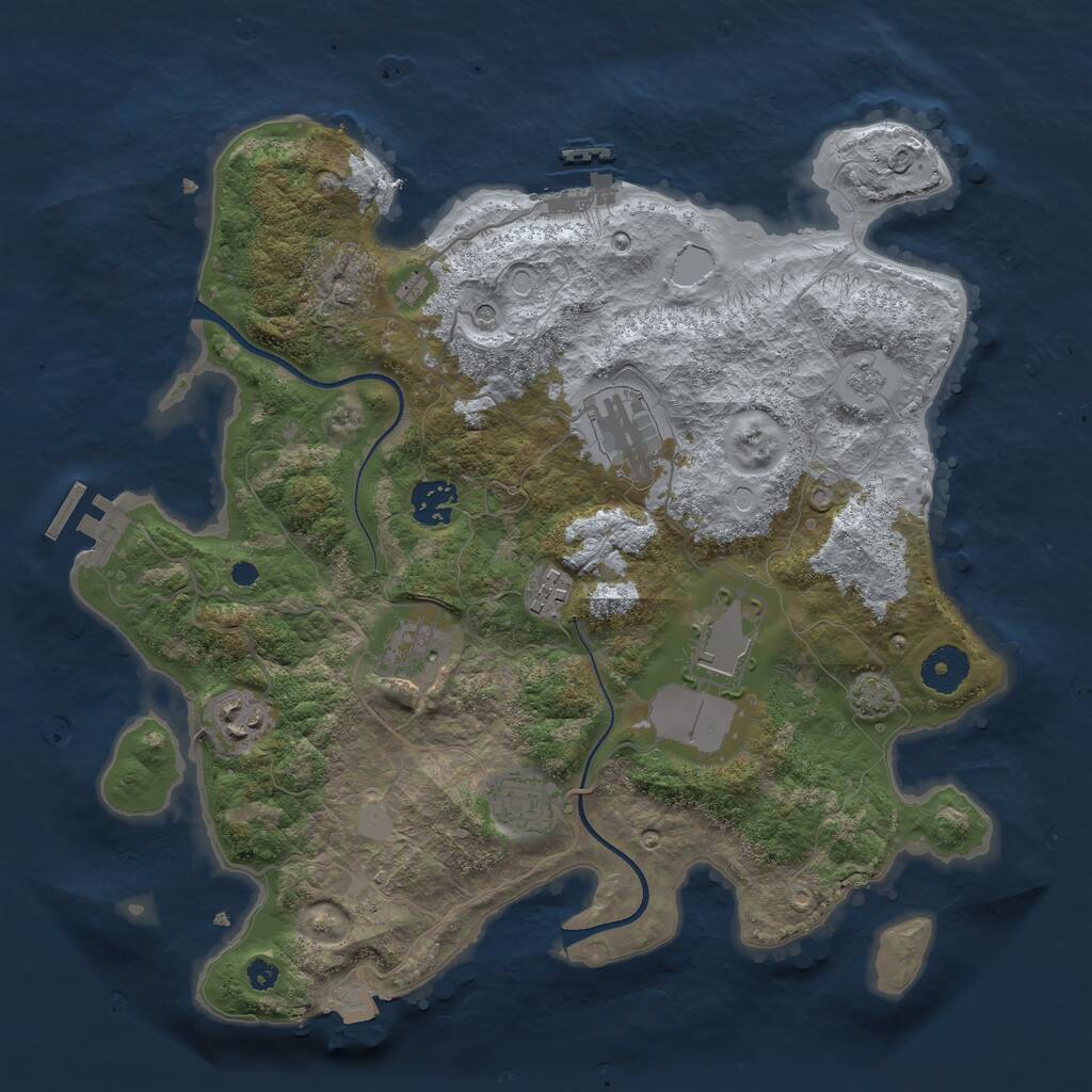 Rust Map: Procedural Map, Size: 3500, Seed: 832484703, 13 Monuments