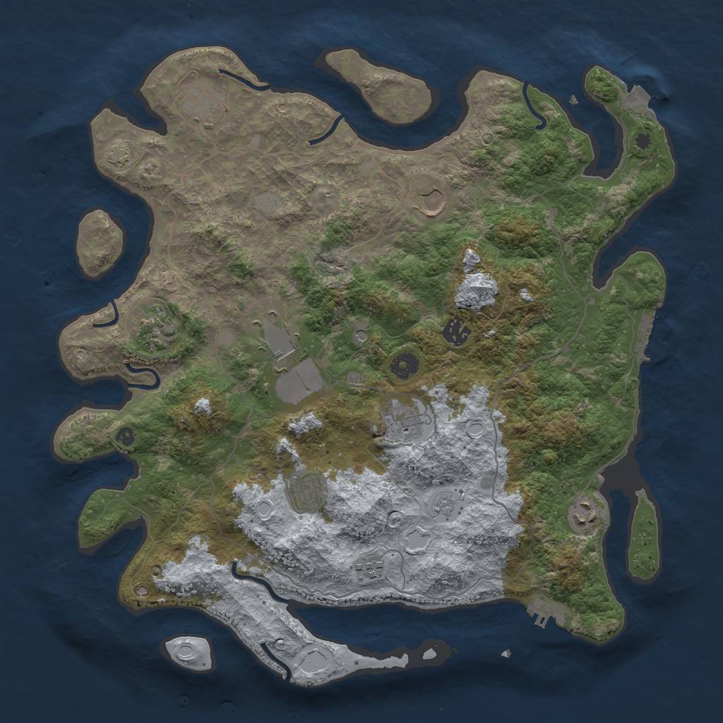 Rust Map: Procedural Map, Size: 4000, Seed: 354311761, 17 Monuments