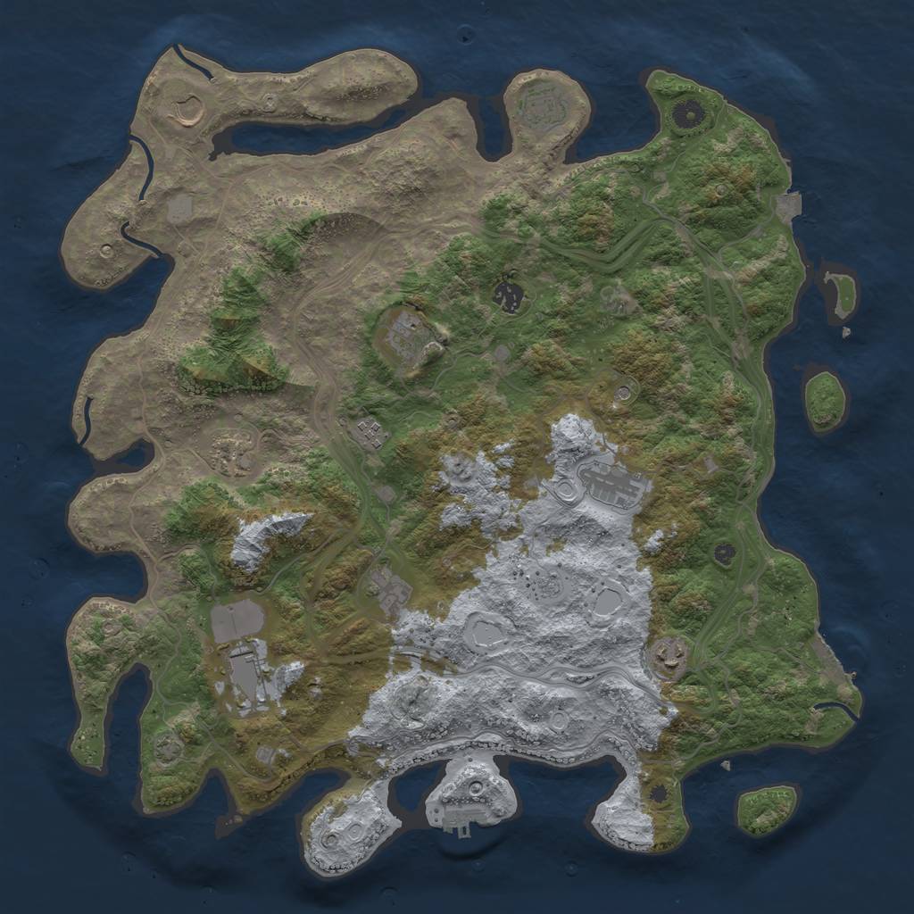 Rust Map: Procedural Map, Size: 4500, Seed: 27343, 18 Monuments