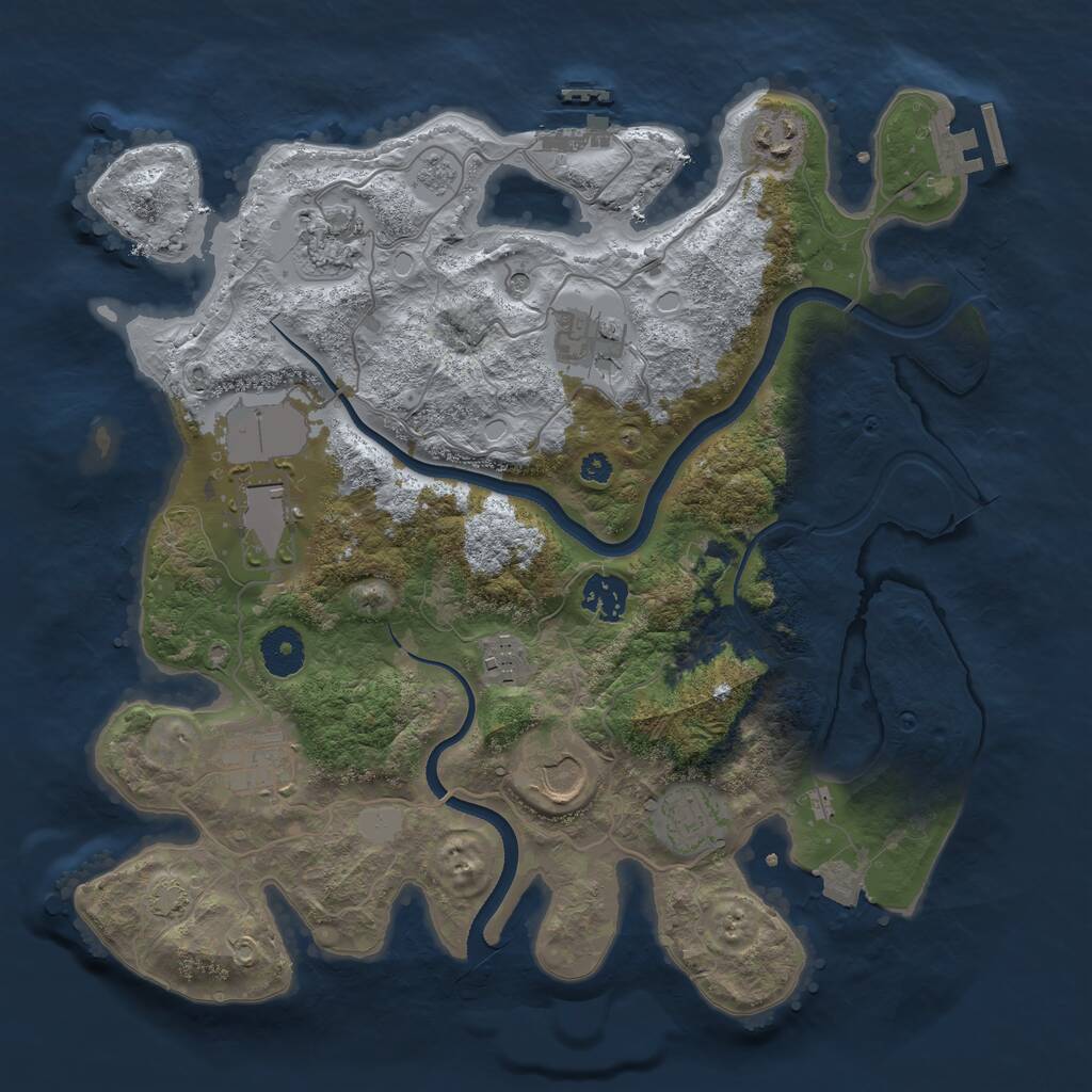Rust Map: Procedural Map, Size: 3500, Seed: 530206, 15 Monuments