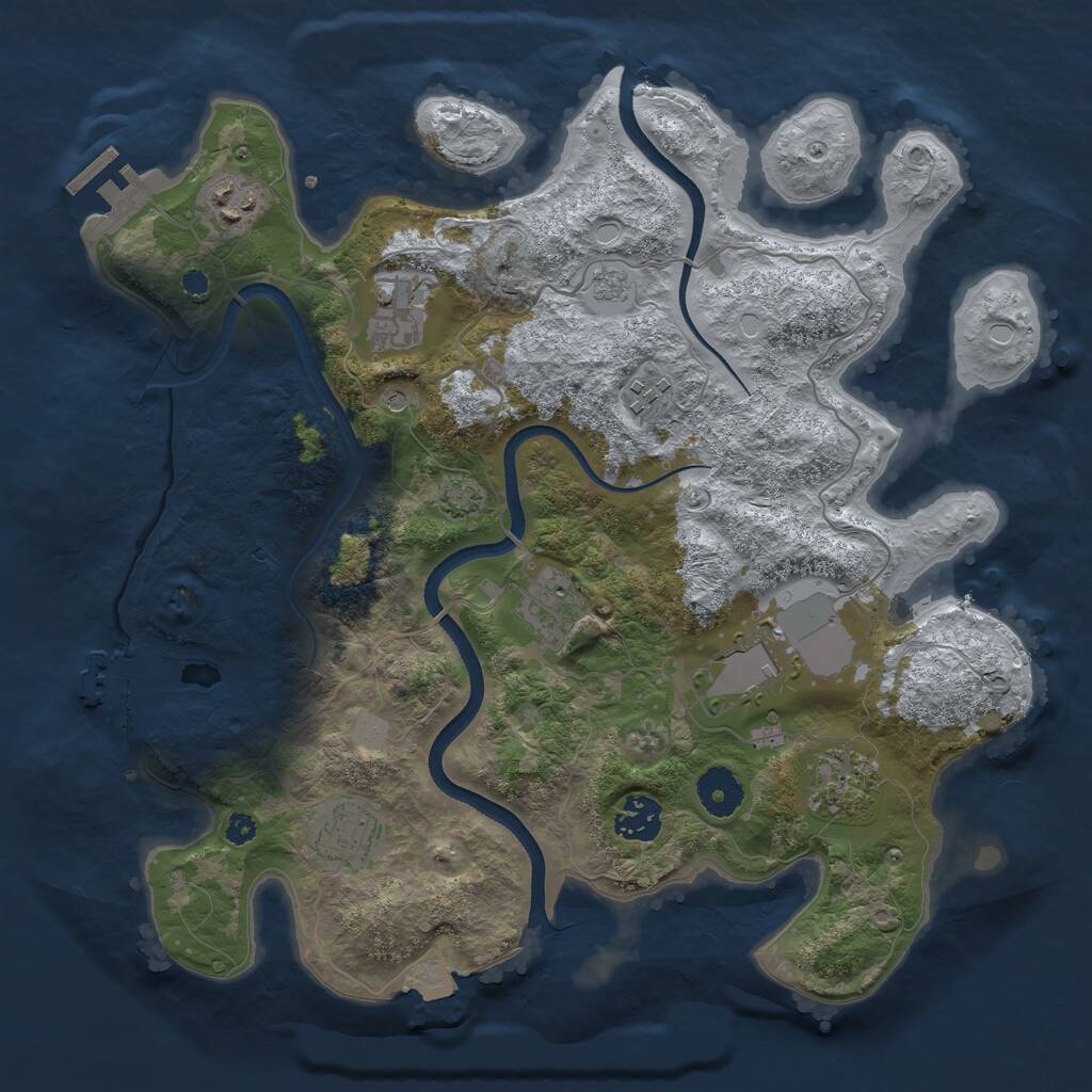 Rust Map: Procedural Map, Size: 3500, Seed: 1265250935, 14 Monuments