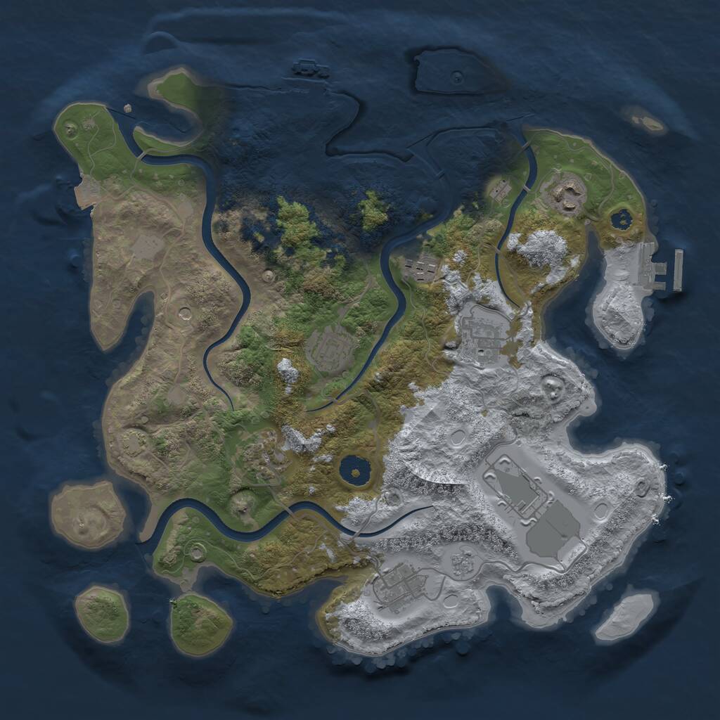 Rust Map: Procedural Map, Size: 3500, Seed: 2063900765, 13 Monuments