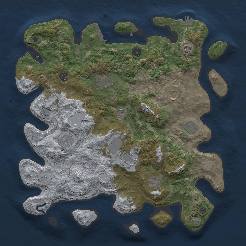 Rust Map: Procedural Map, Size: 4000, Seed: 856294, 17 Monuments