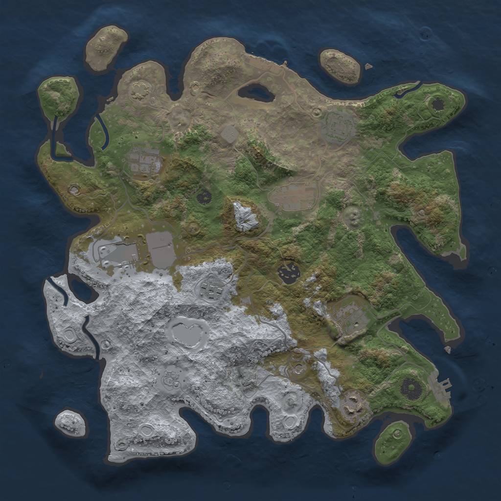 Rust Map: Procedural Map, Size: 3500, Seed: 1189633938, 16 Monuments