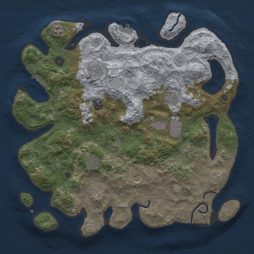 Rust Map: Procedural Map, Size: 4000, Seed: 8243685, 16 Monuments