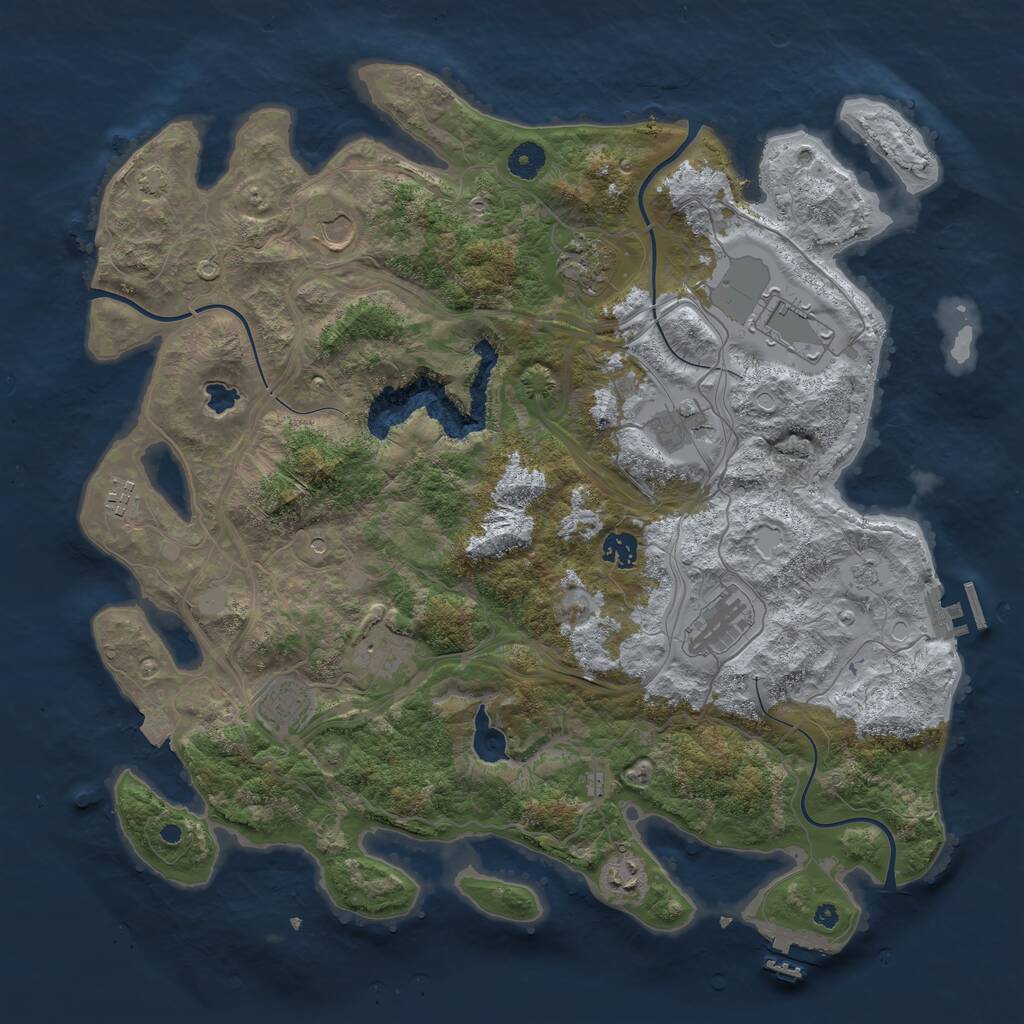 Rust Map: Procedural Map, Size: 4250, Seed: 3927723, 16 Monuments