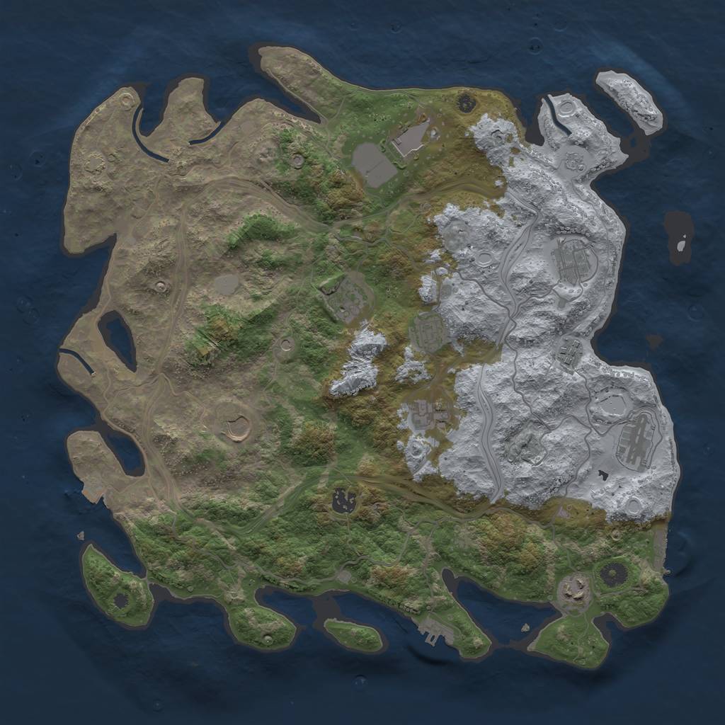 Rust Map: Procedural Map, Size: 4250, Seed: 3927723, 18 Monuments