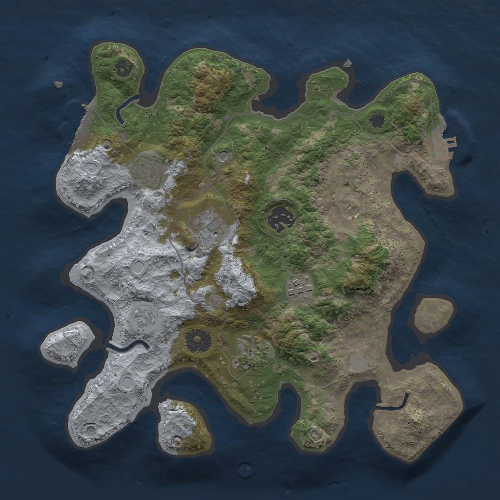 Rust Map: Procedural Map, Size: 3000, Seed: 259115441, 12 Monuments
